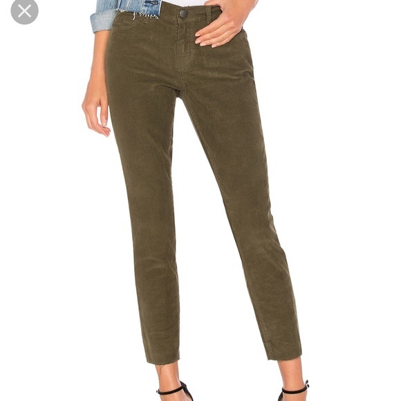 Olive Mid-Rise 'Stiletto’ Corduroy Skinny Pants 27